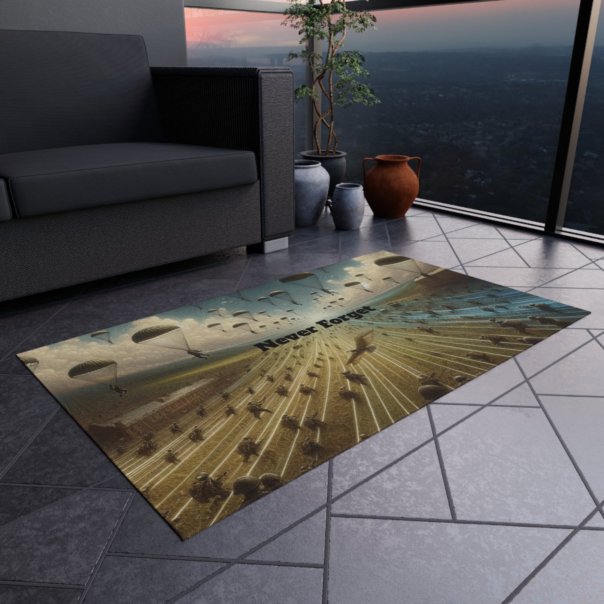 "Never Forget" Outdoor Rug Printify