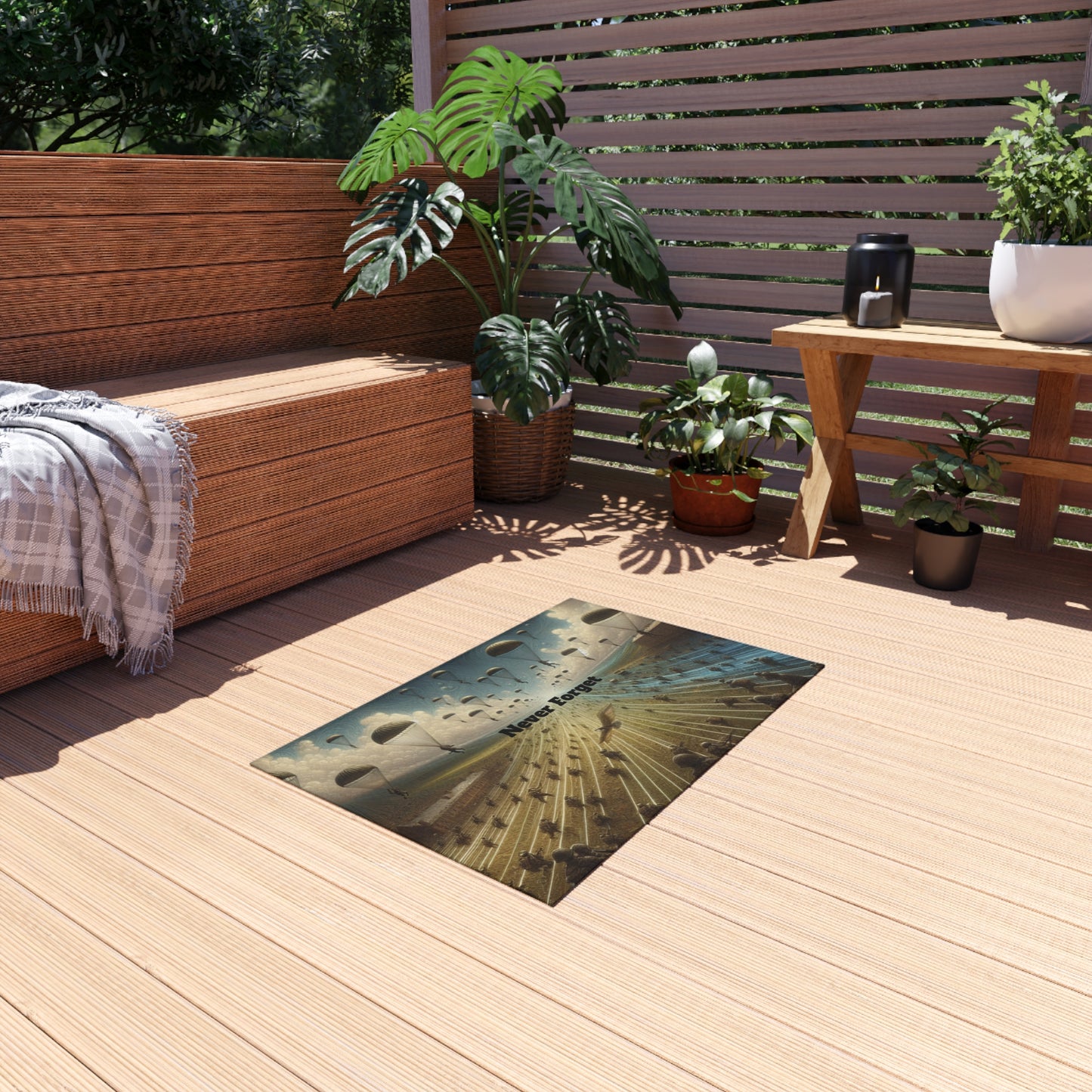 "Never Forget" Outdoor Rug Printify