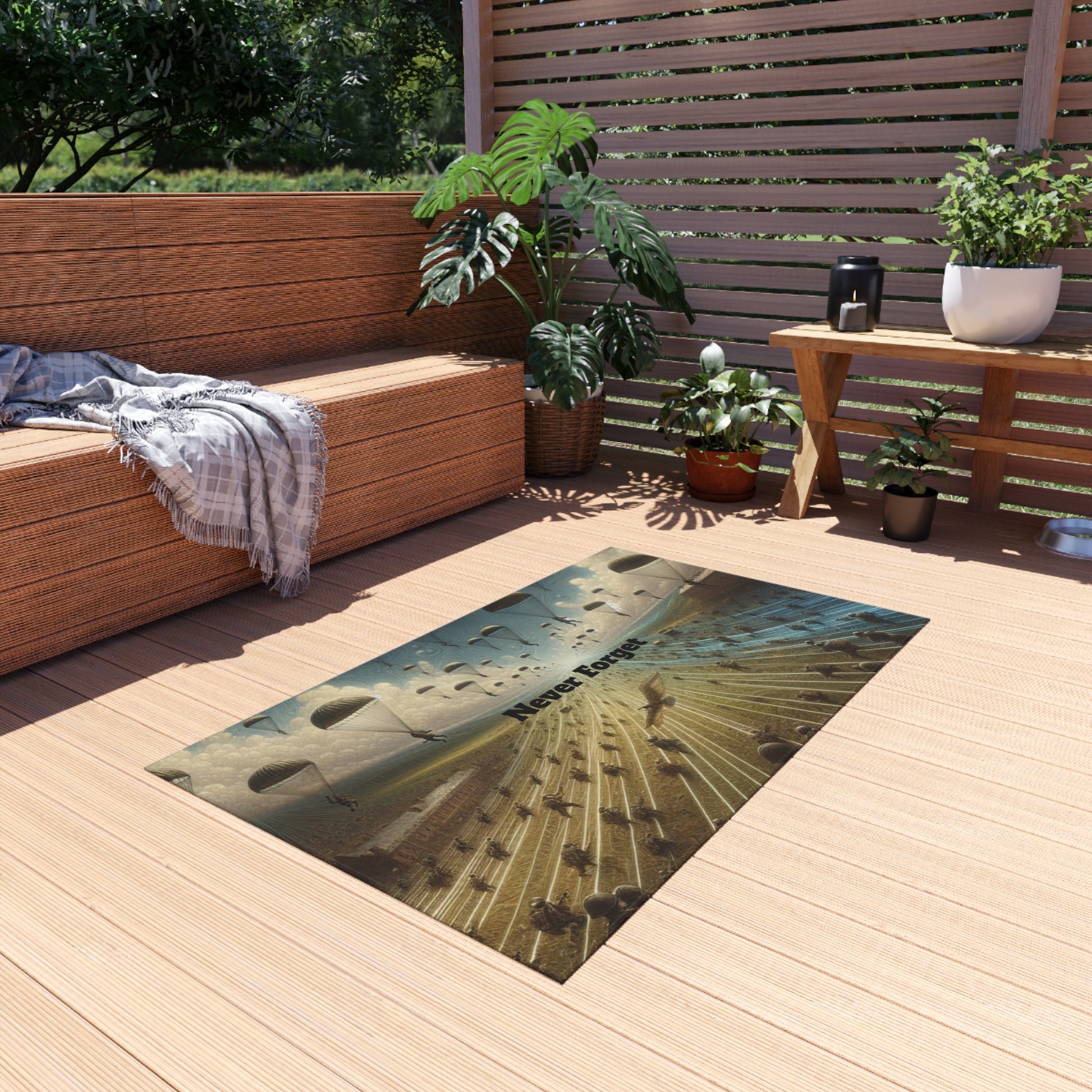 "Never Forget" Outdoor Rug Printify