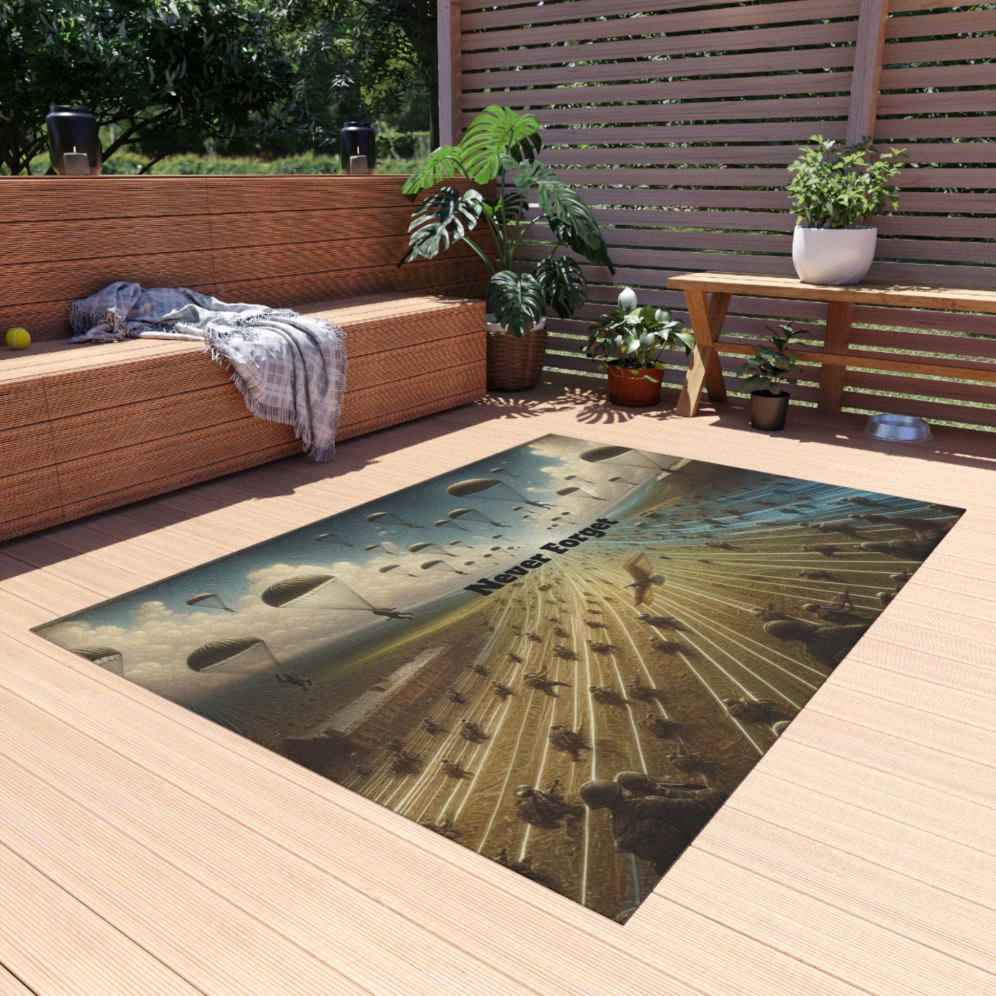 "Never Forget" Outdoor Rug Printify