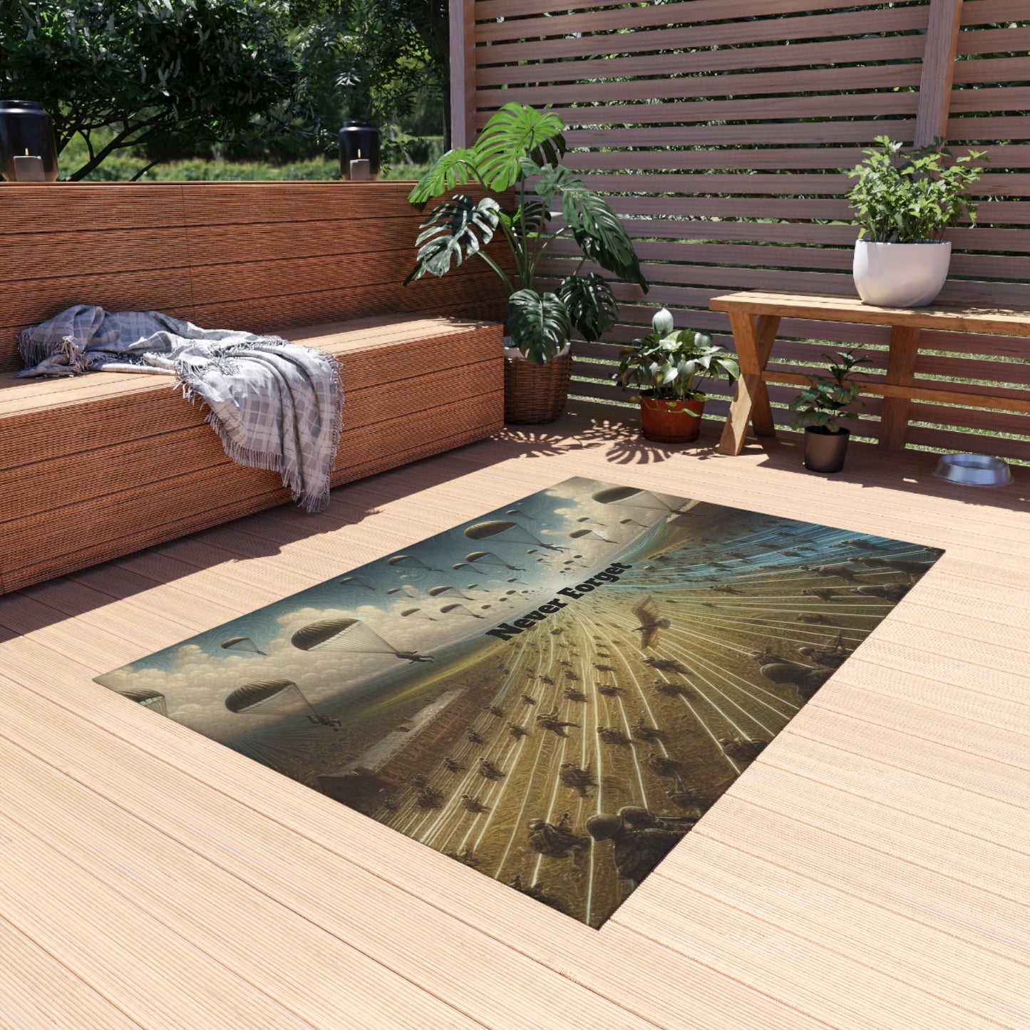 "Never Forget" Outdoor Rug Printify